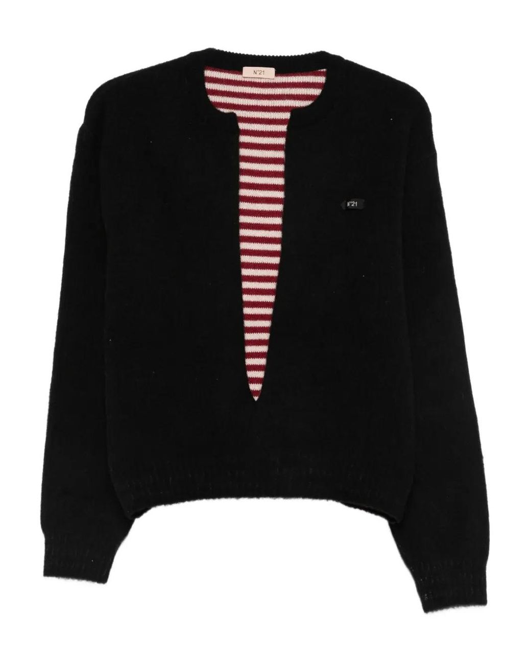 N°21 Black Plunging V-Neck Sweater