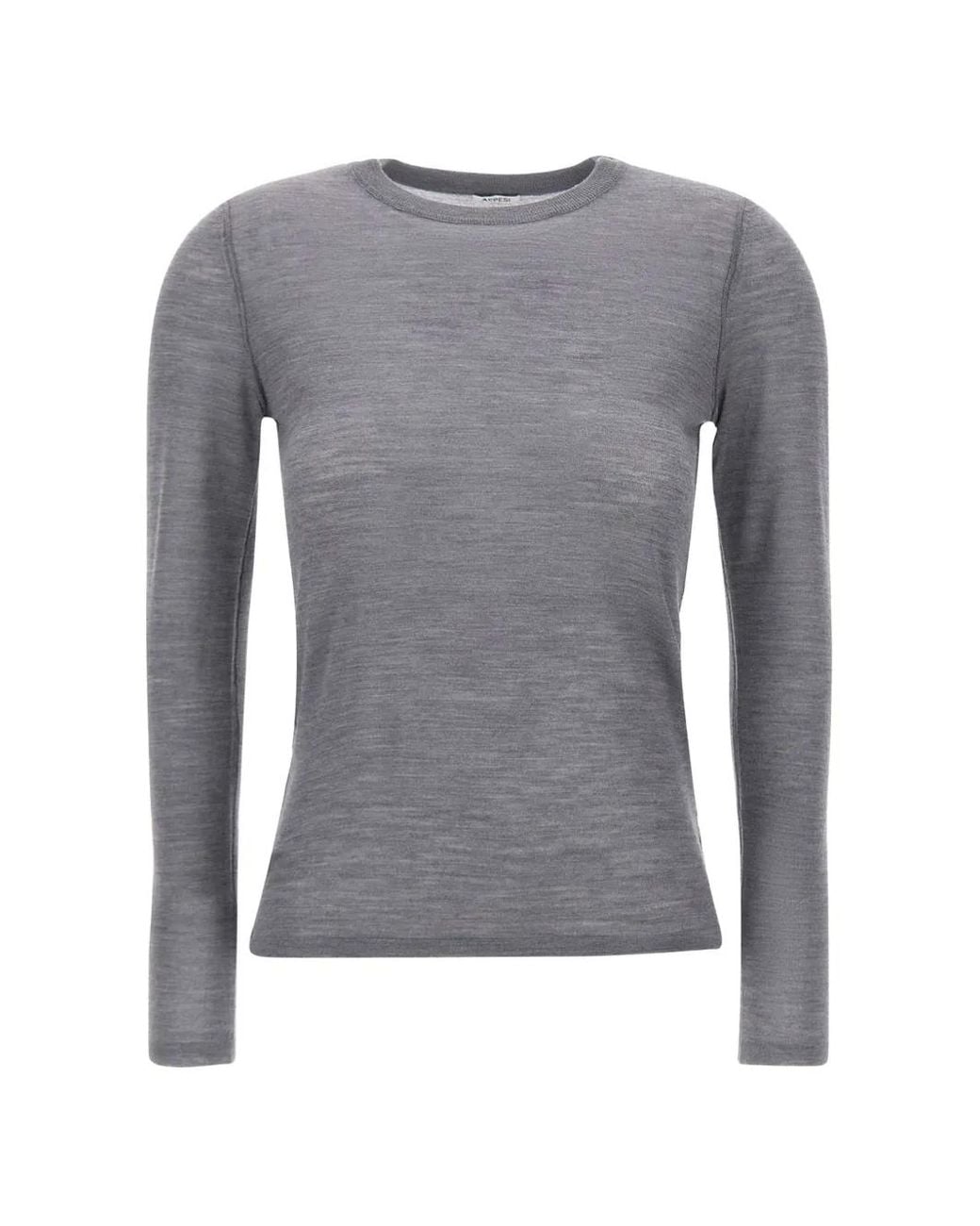 Aspesi Gray Crew-Neck Wool Sweater