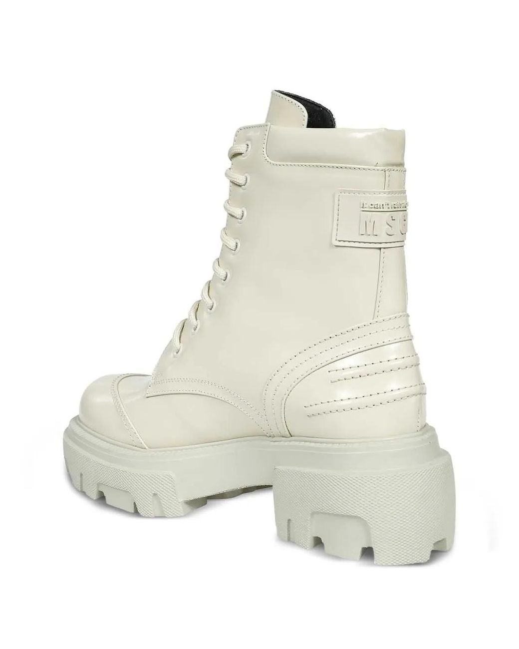 MSGM Natural Lace-Up Platform Boots