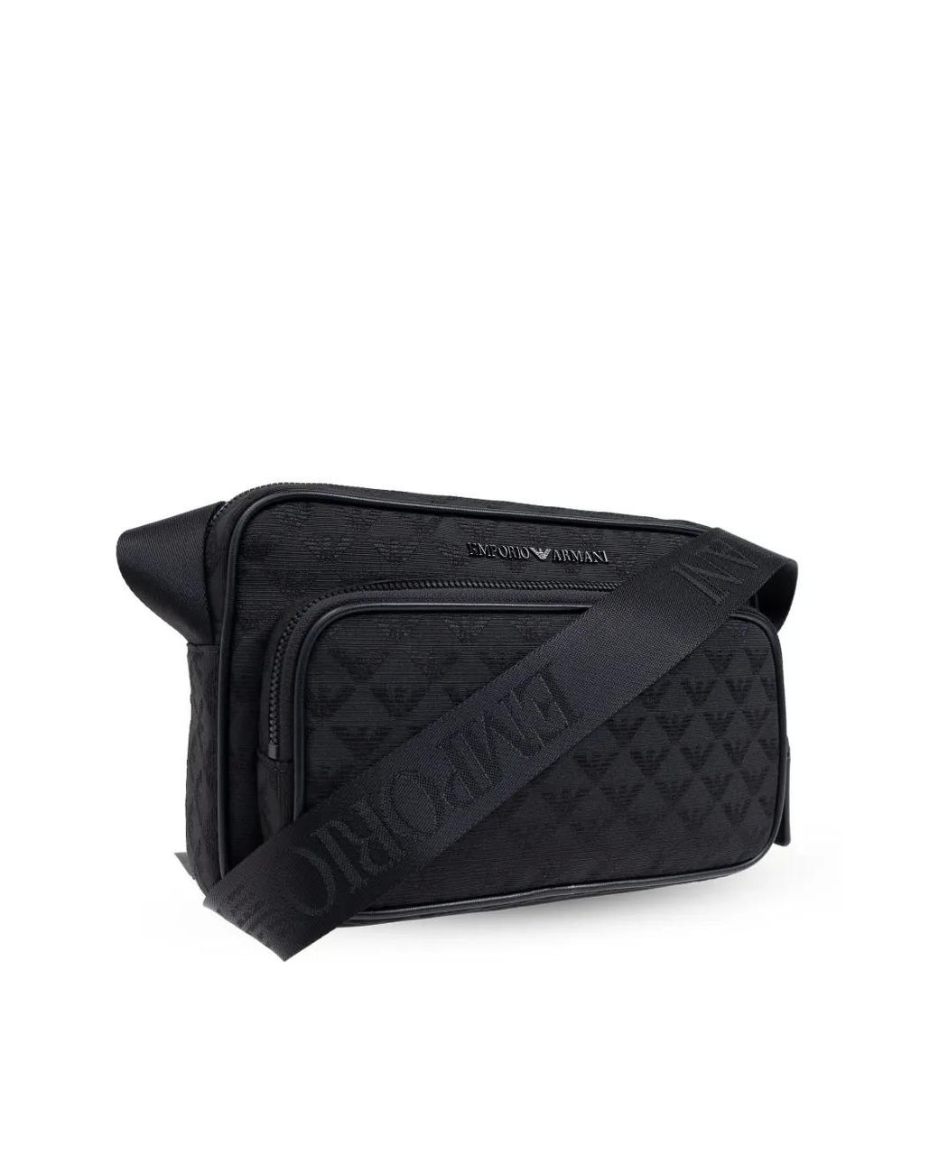 Emporio Armani Black Logo-Jacquard Shoulder Bag for men