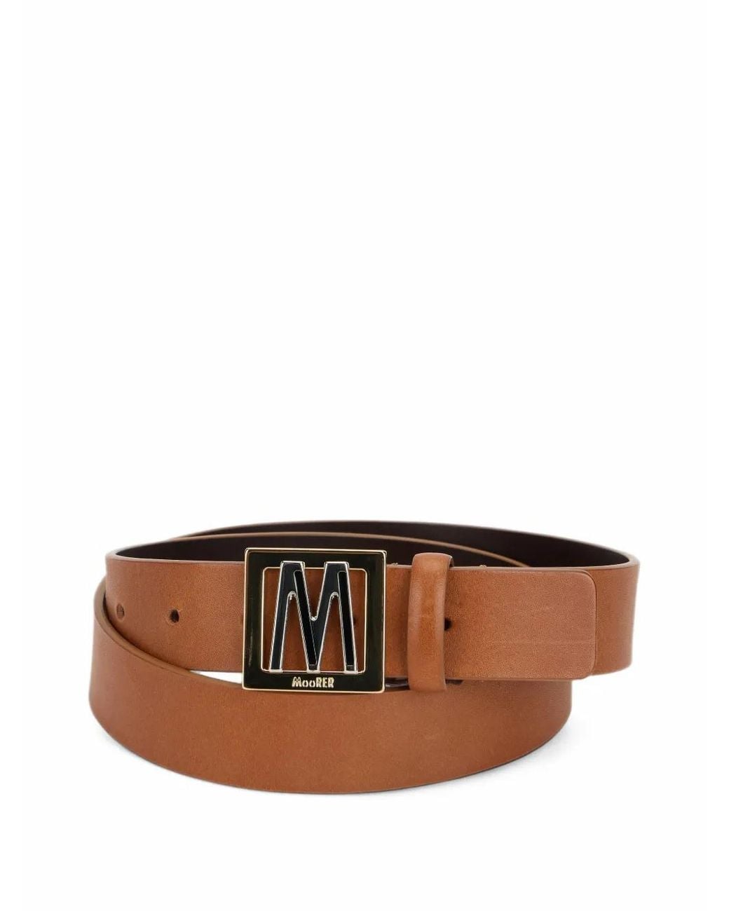 Moorer Brown Mikol-Cau Logo-Plaque Leather Belt