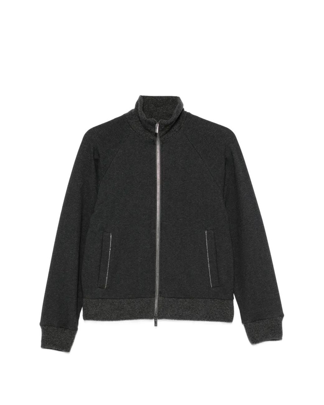 Peserico Black Zip-Up Raglan-Sleeve Sweater