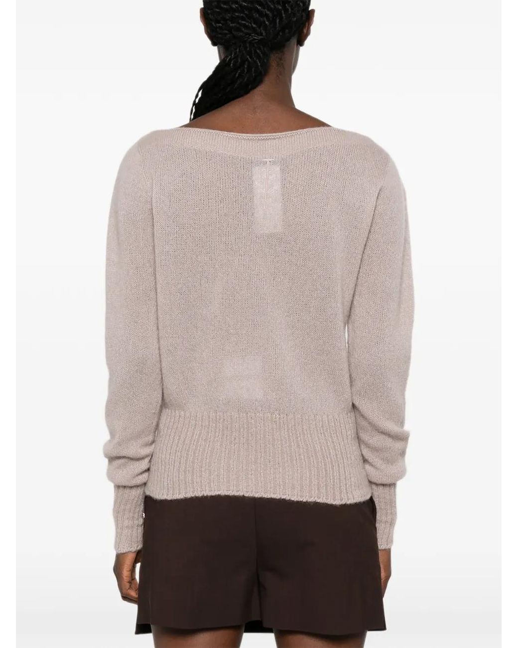 Tom Ford Natural Long-Sleeve Boat-Neck Sweater With Metal Plaque