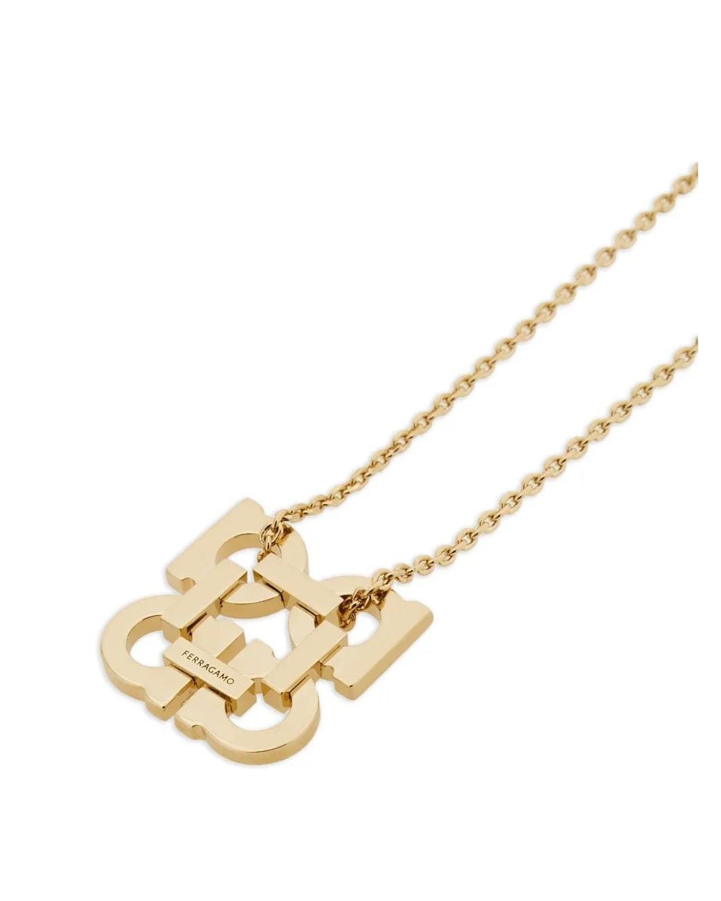 Ferragamo White Logo-Pendant Necklace
