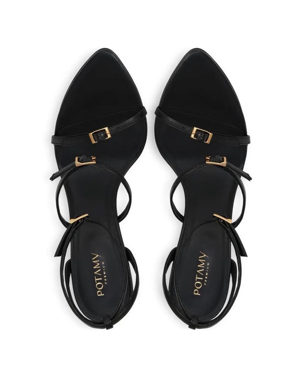 POTAMY White Buckle Strap Sandals