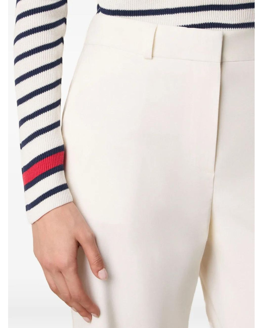 Brooks Brothers White Straight-Leg Trousers