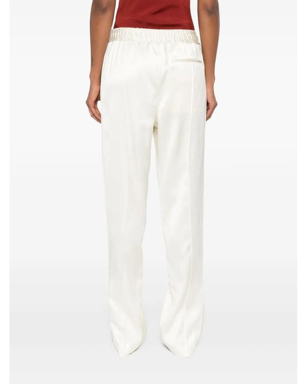 Jil Sander White Elasticated Straight-Leg Trousers