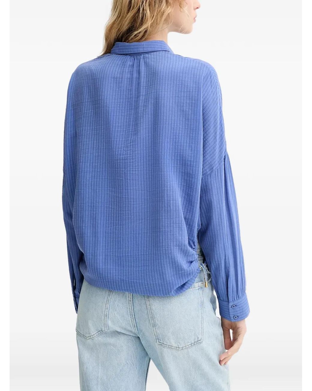 Sessun Blue Drawstring Textured Shirt