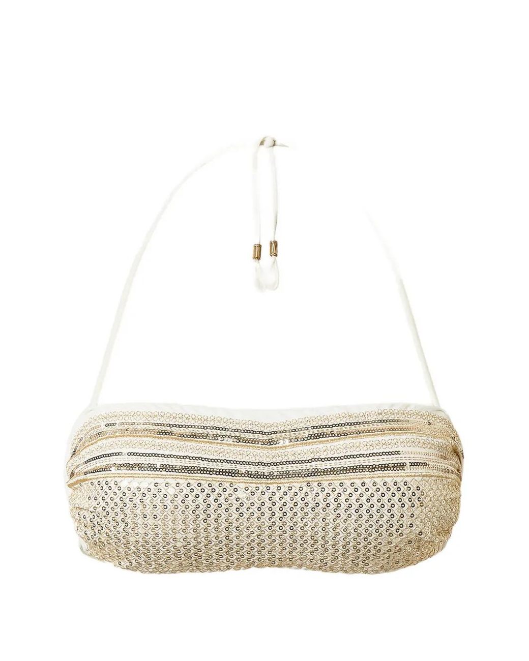 Twinset White Haut De Bikini Bandeau À Sequins Brodés