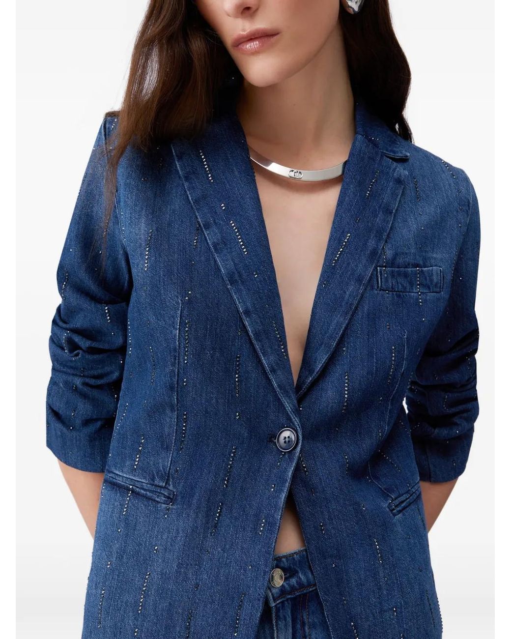 Liu Jo Blue V-Neck Button-Fastening Blazer