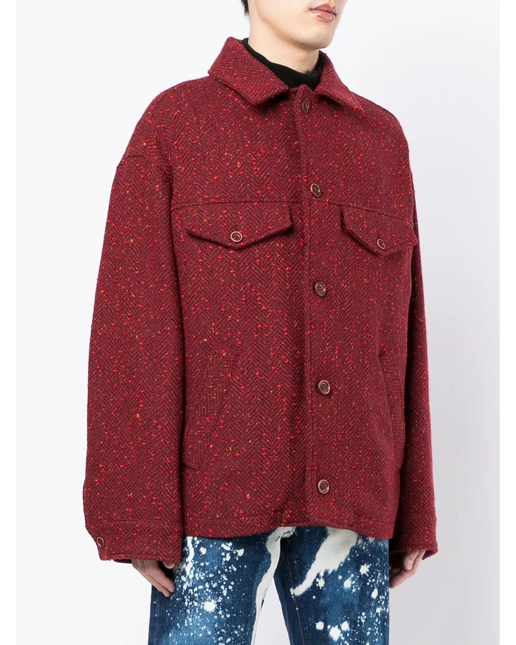 Marni Red Herringbone-Effect Jacket for men