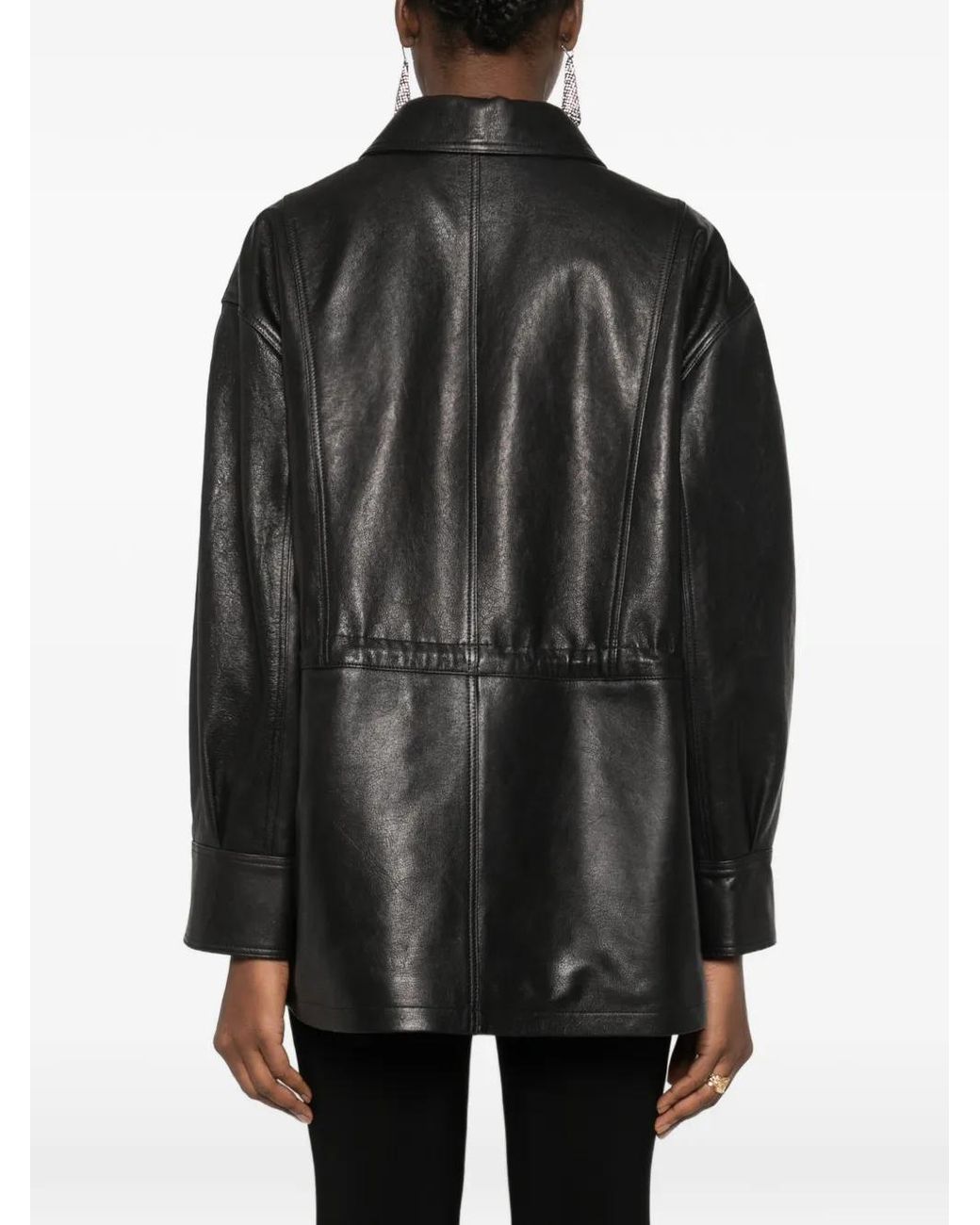 Arma Black Maeve Flap-Pockets Leather Jacket