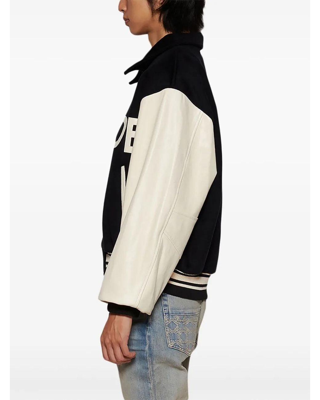 Rhude Black Collegiate Bomber Jacket for men
