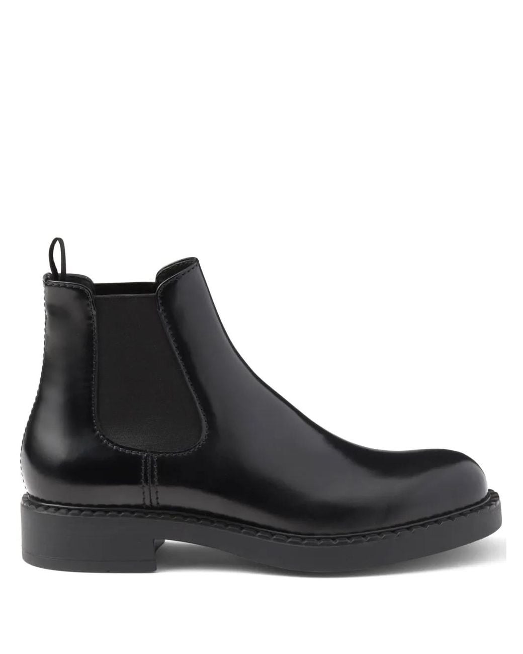 Prada Black Brushed-Finish Chelsea Boots for men