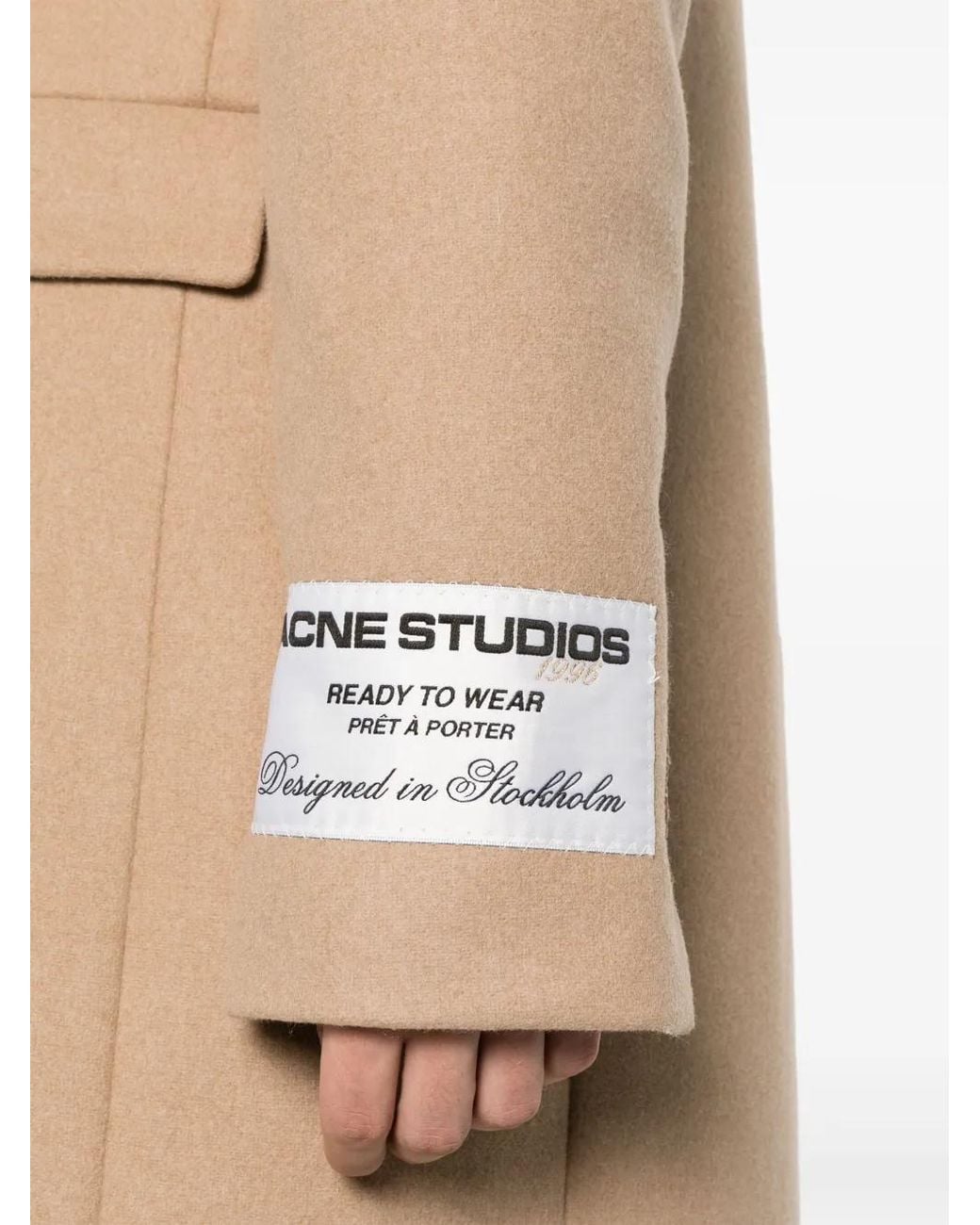 Acne Natural Single-Breasted Wool Blend Coat for men