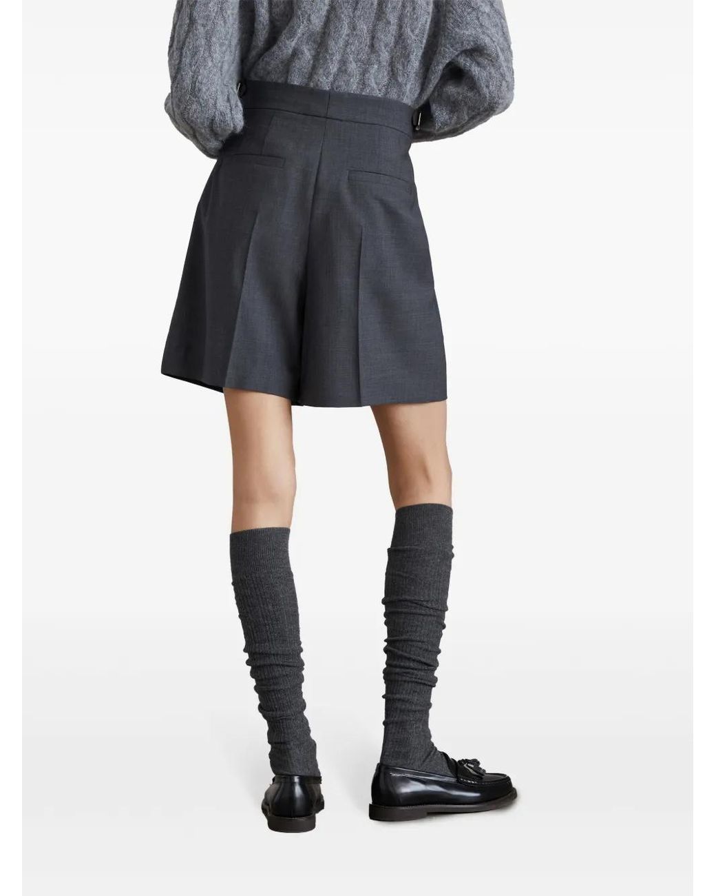 Brunello Cucinelli Blue Pleated Virgin Wool Shorts