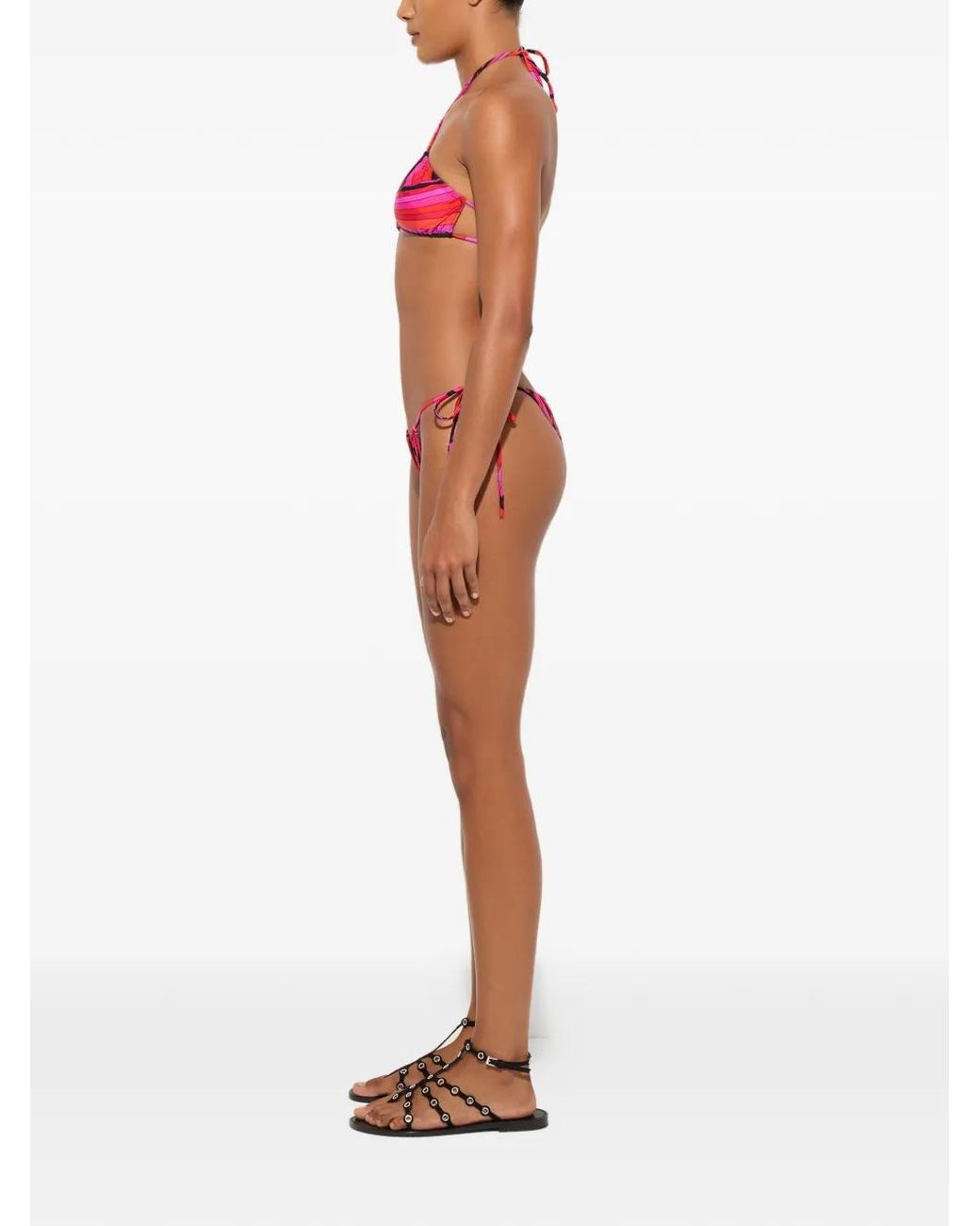 Emilio Pucci Pink Iride-Print Bikini Top