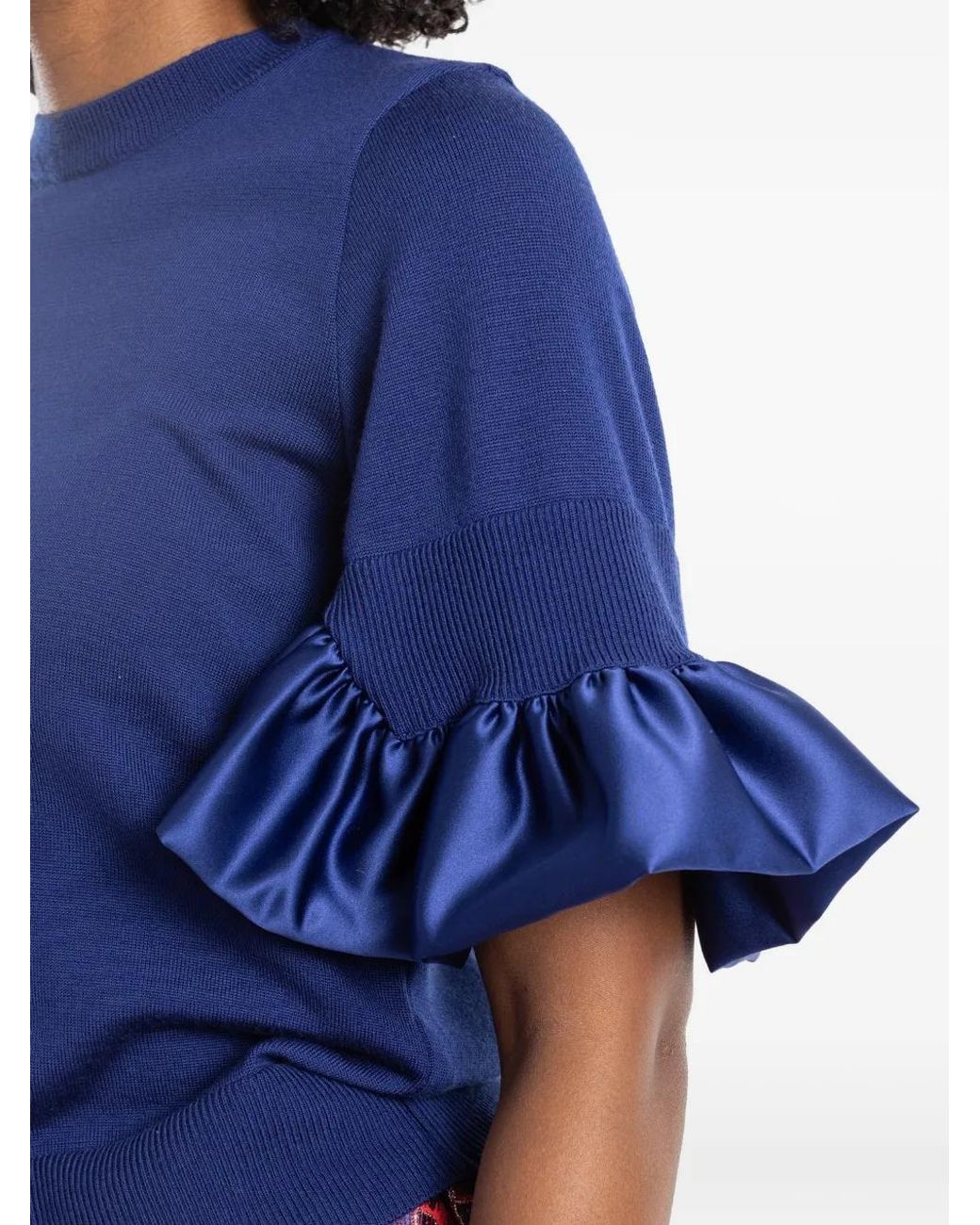 Noir Kei Ninomiya Blue Ruffle-Trim Sweater