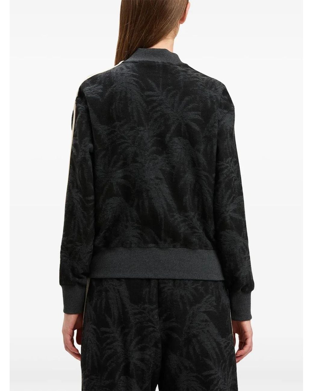 Palm Angels Black Pams-Jacquard Zipped Sweater