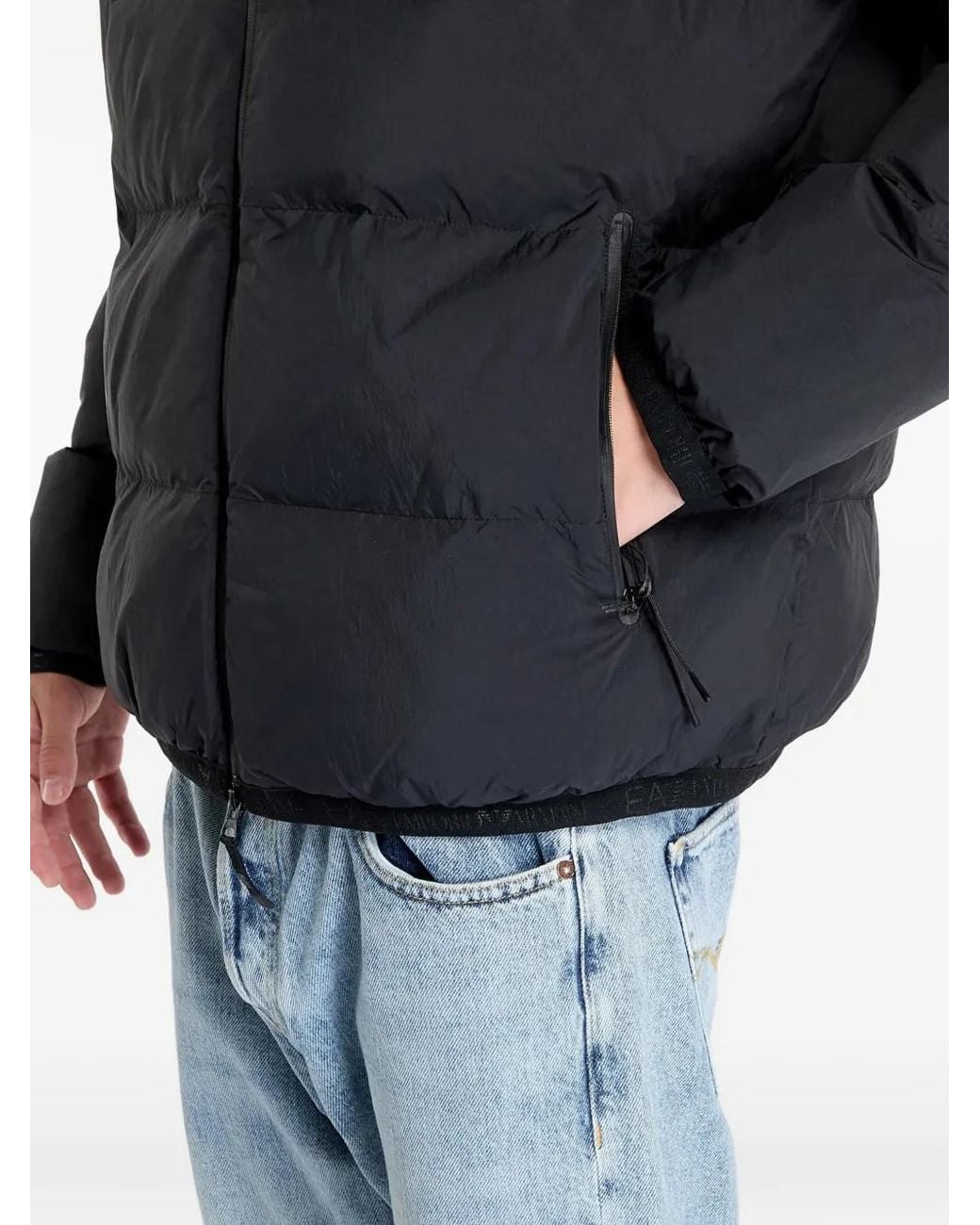 EA7 Black Hooded Padded Jacket for men