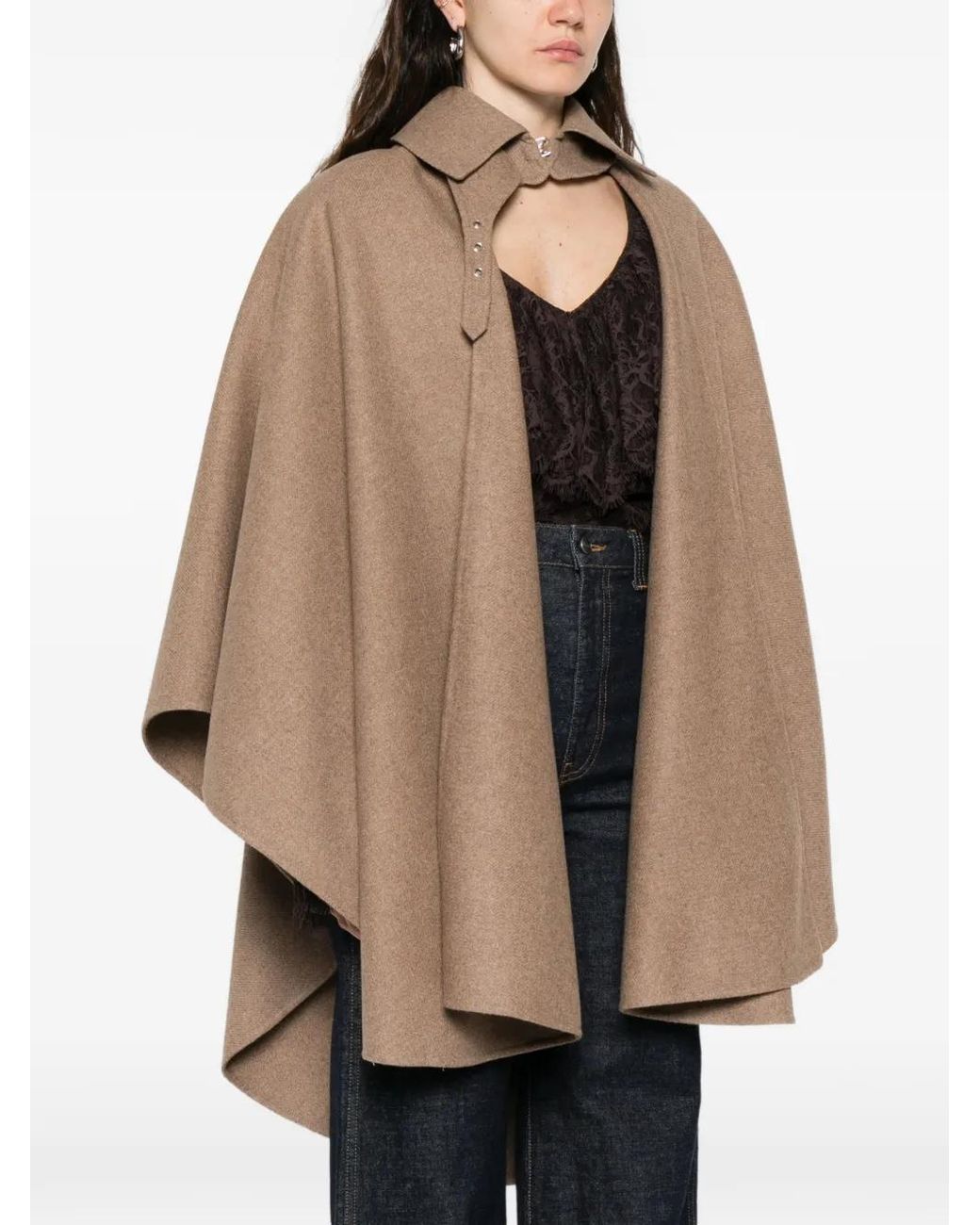 Ermanno Scervino Natural Collared Buckled Cape