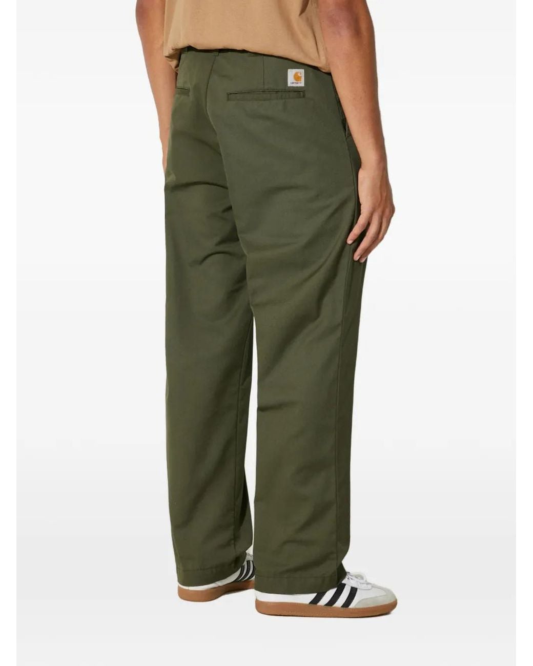 Carhartt Green Logo-Patch Trousers for men