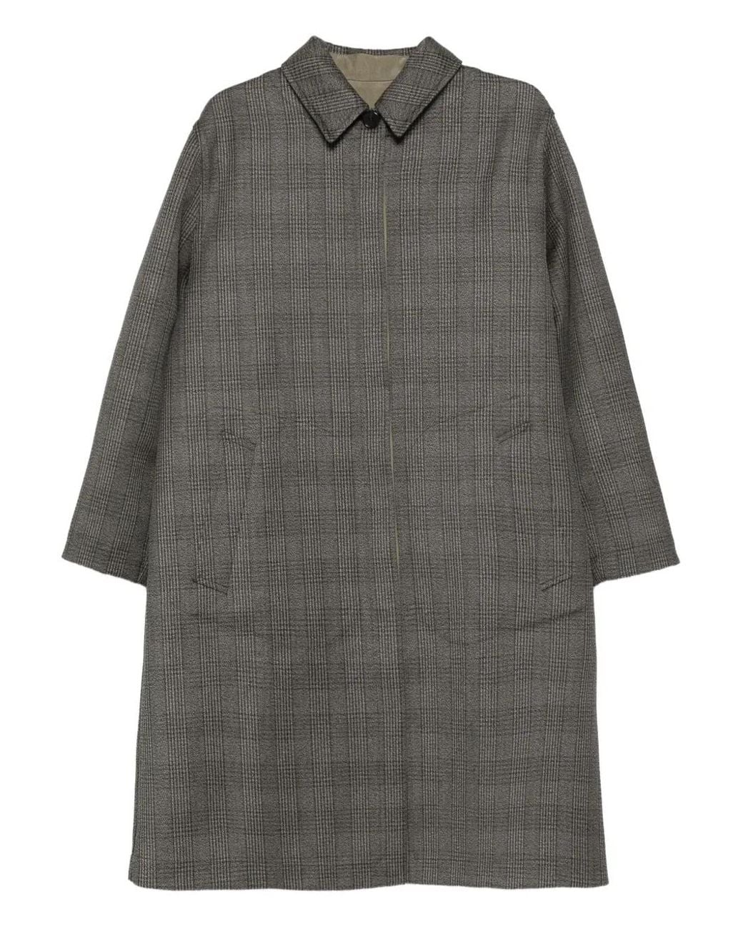 The Row Gray Wool-Silk Check Coat