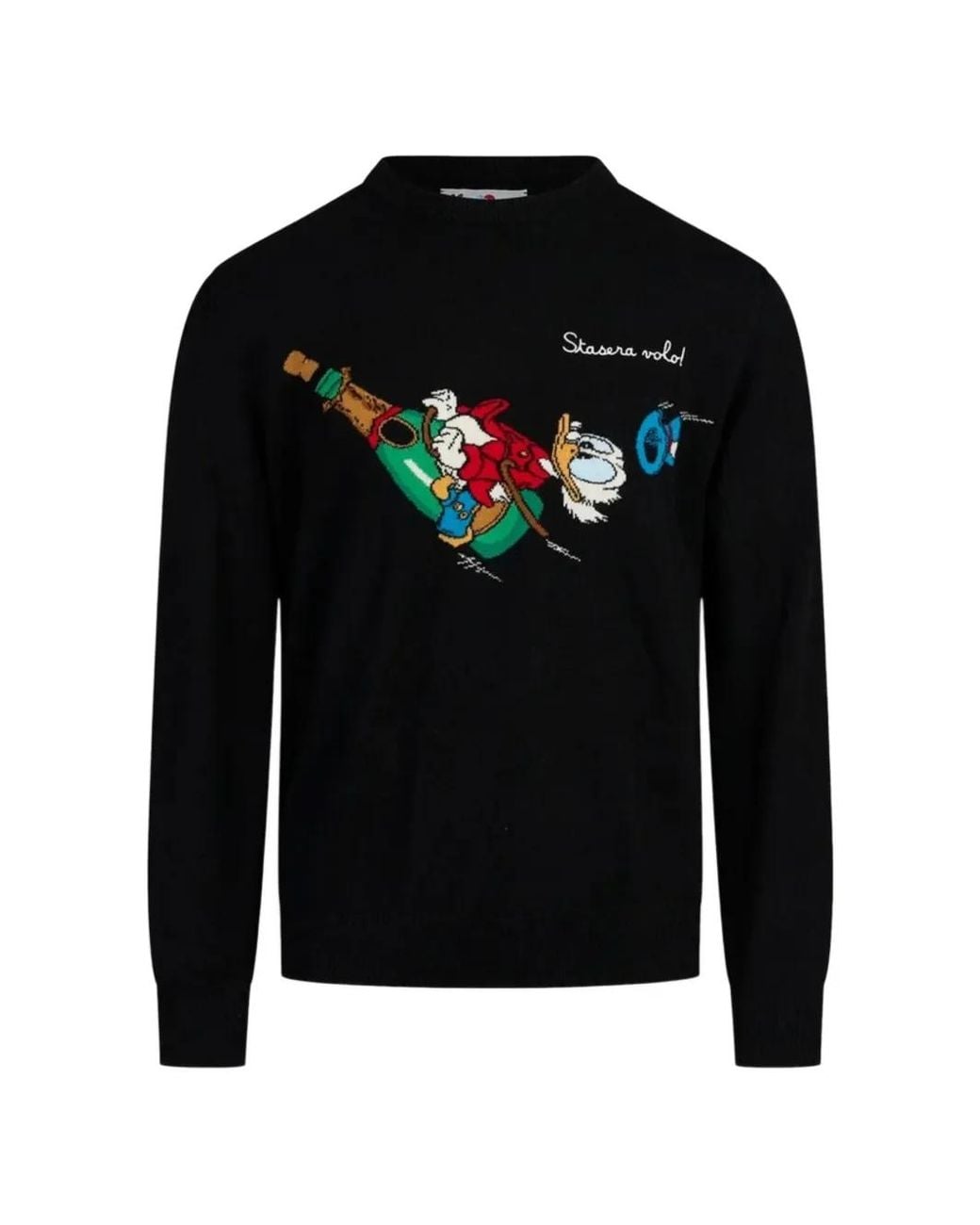 Mc2 Saint Barth Black Heron Scrooge Mcduck Embroidered Sweater for men