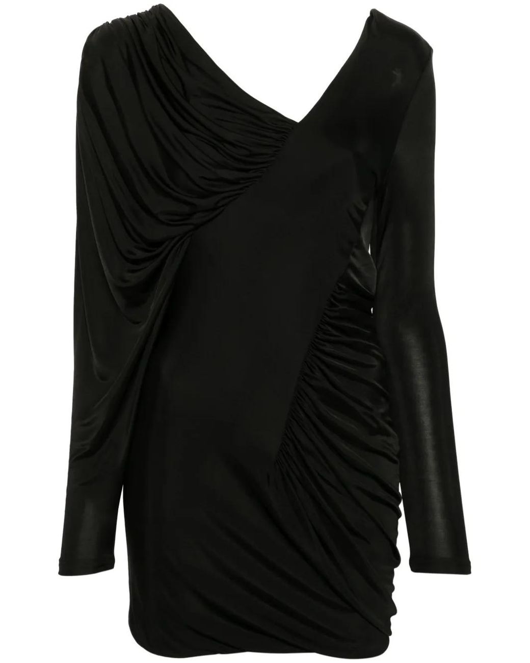 Saint Laurent Black Draped Mini Dress