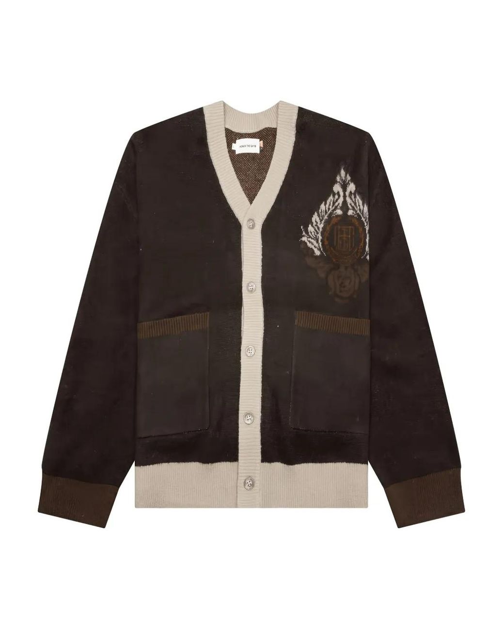 Honor The Gift Black Jacquard Wool Cardigan for men