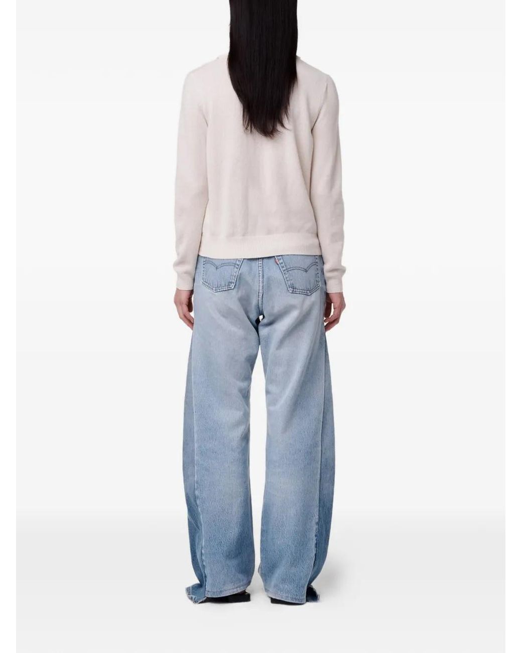 Another Tomorrow White Cashmere Draped-Neck Sweater