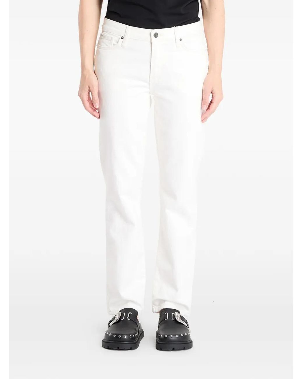 Guess White G08 Logo-Patch Jeans