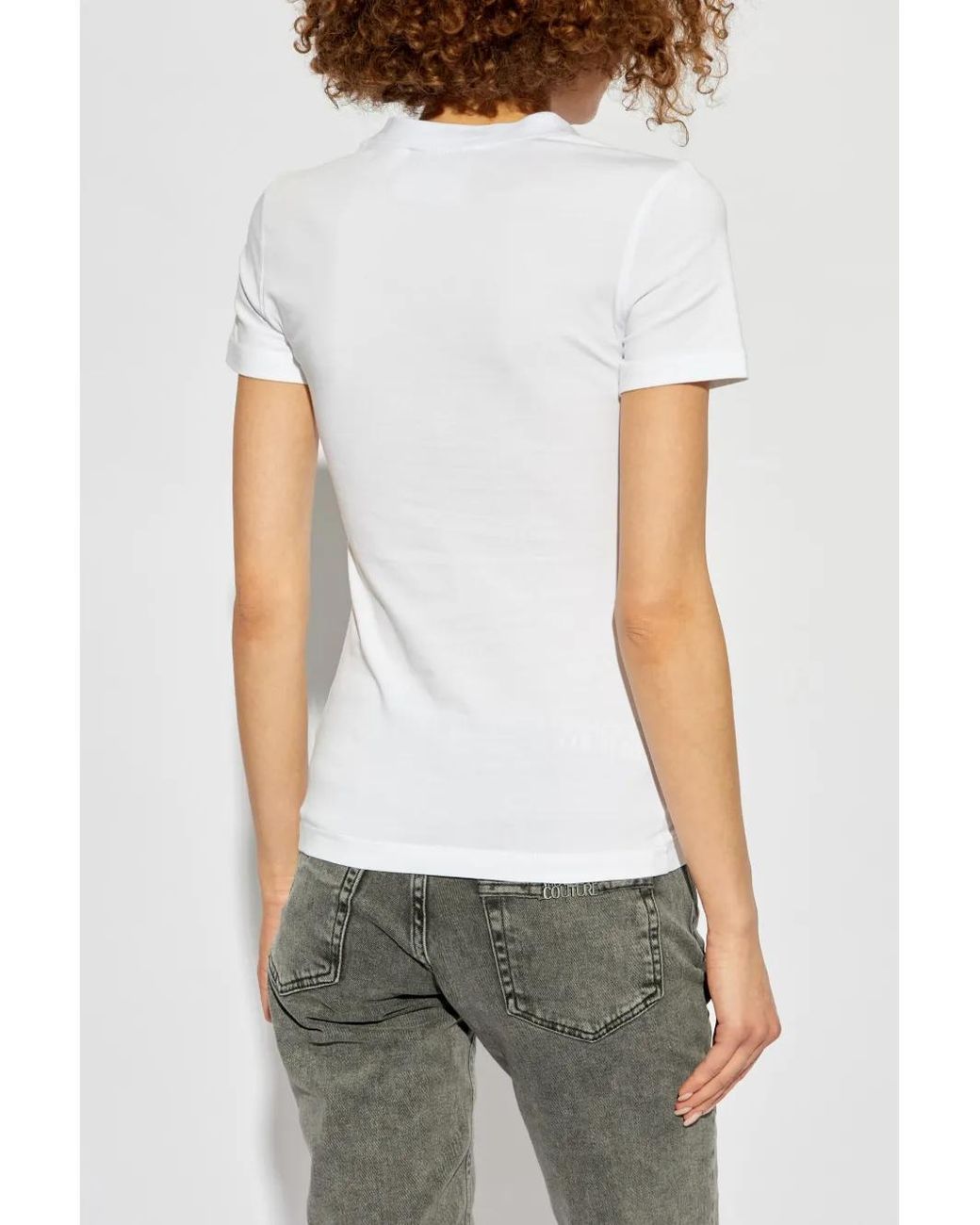 Versace Jeans Couture White Logo-Print T-Shirt