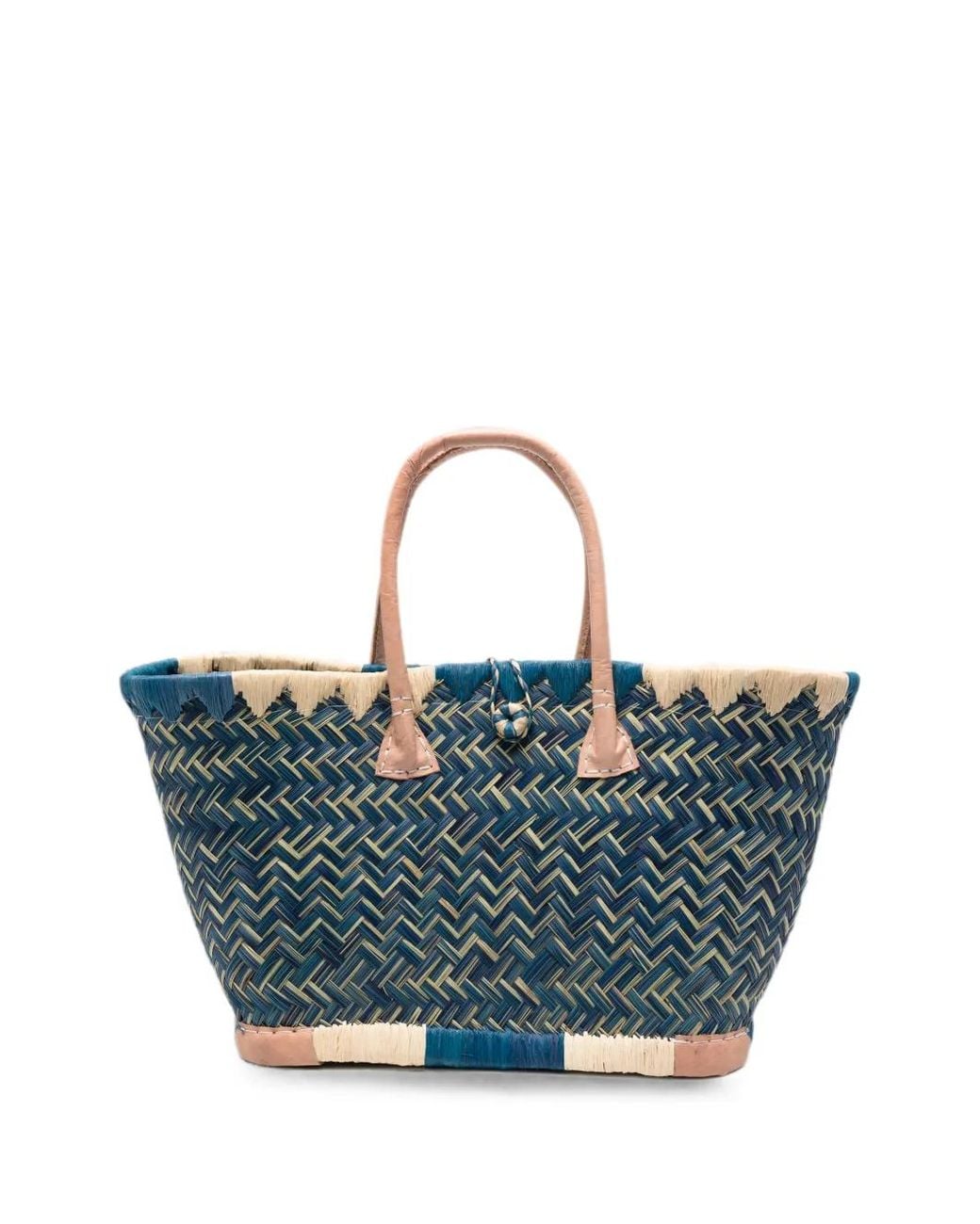 THE NINA STUDIO Blue Clotilde Woven Tote Bag
