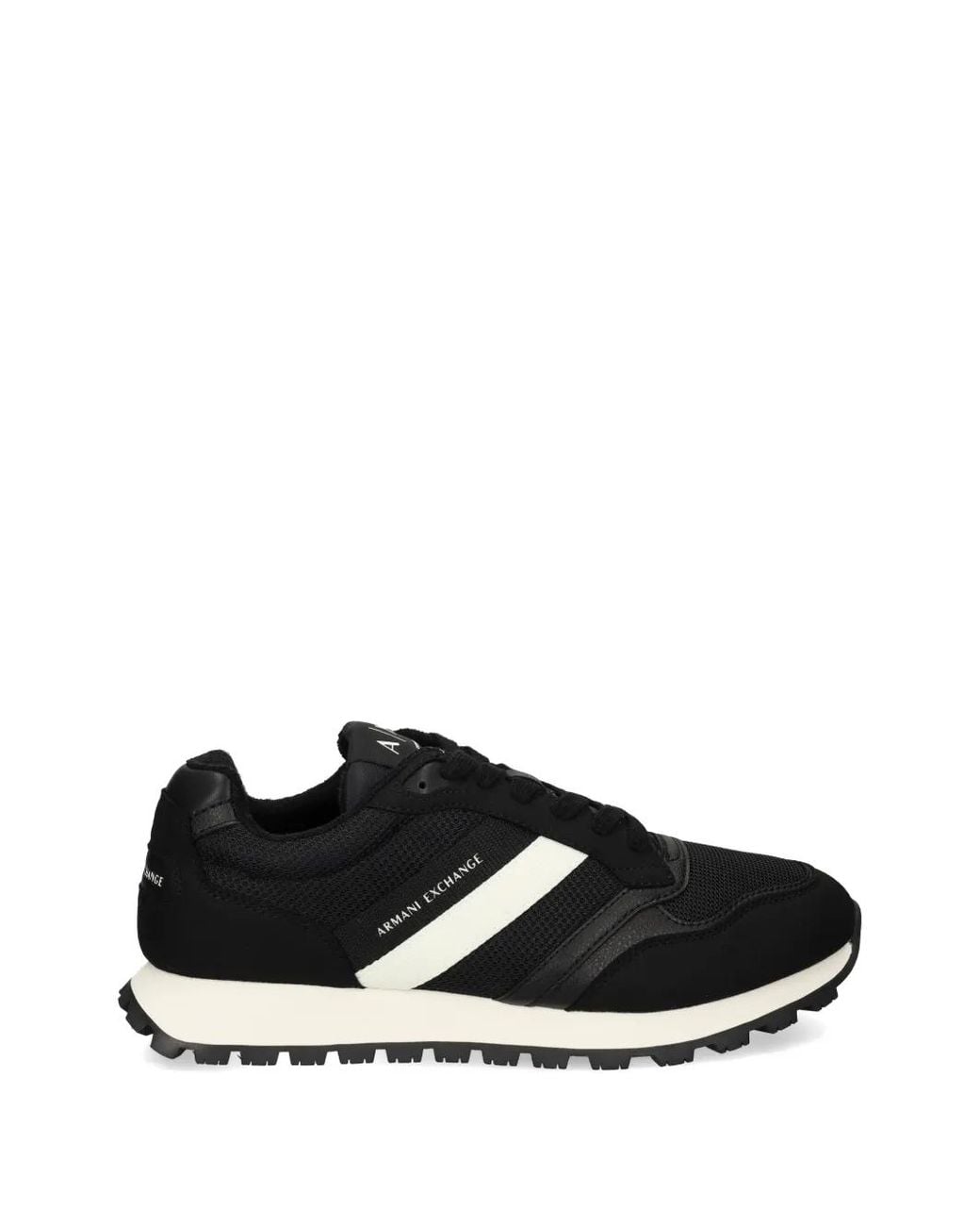 EA7 Black Stripe Panelled Sneakers for men