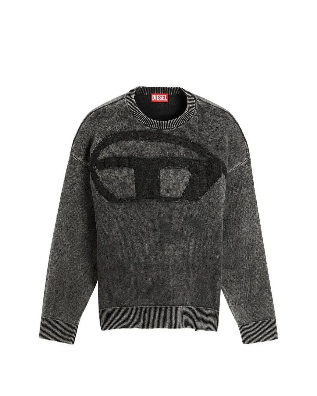 DIESEL Black Denim-Effect Jumper With Oval D Logo for men
