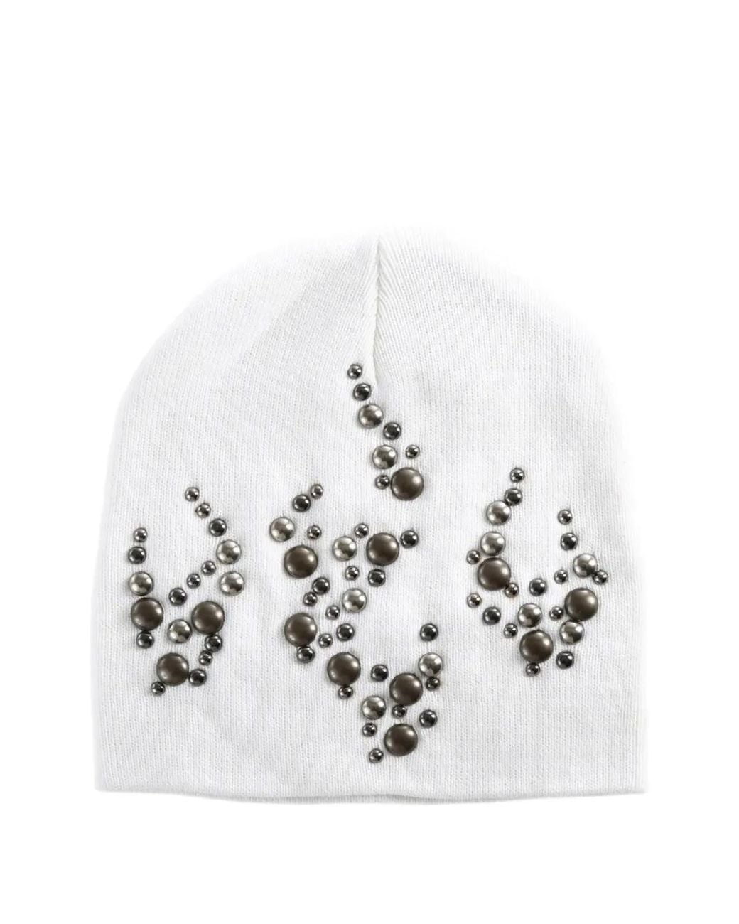 HELLSTAR White Stud-Embellished Beanie Hat