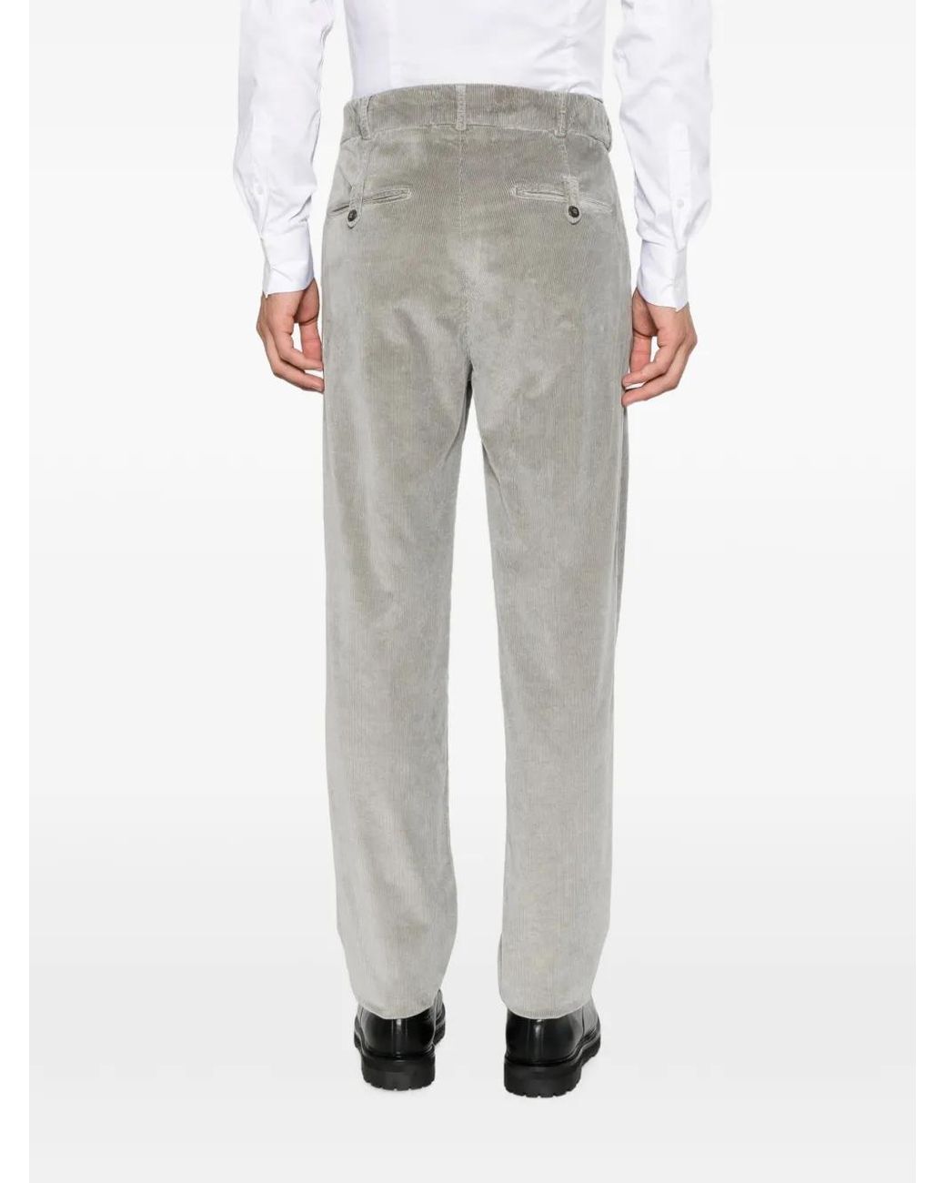 Eleventy Gray Corduroy-Effect Trousers for men