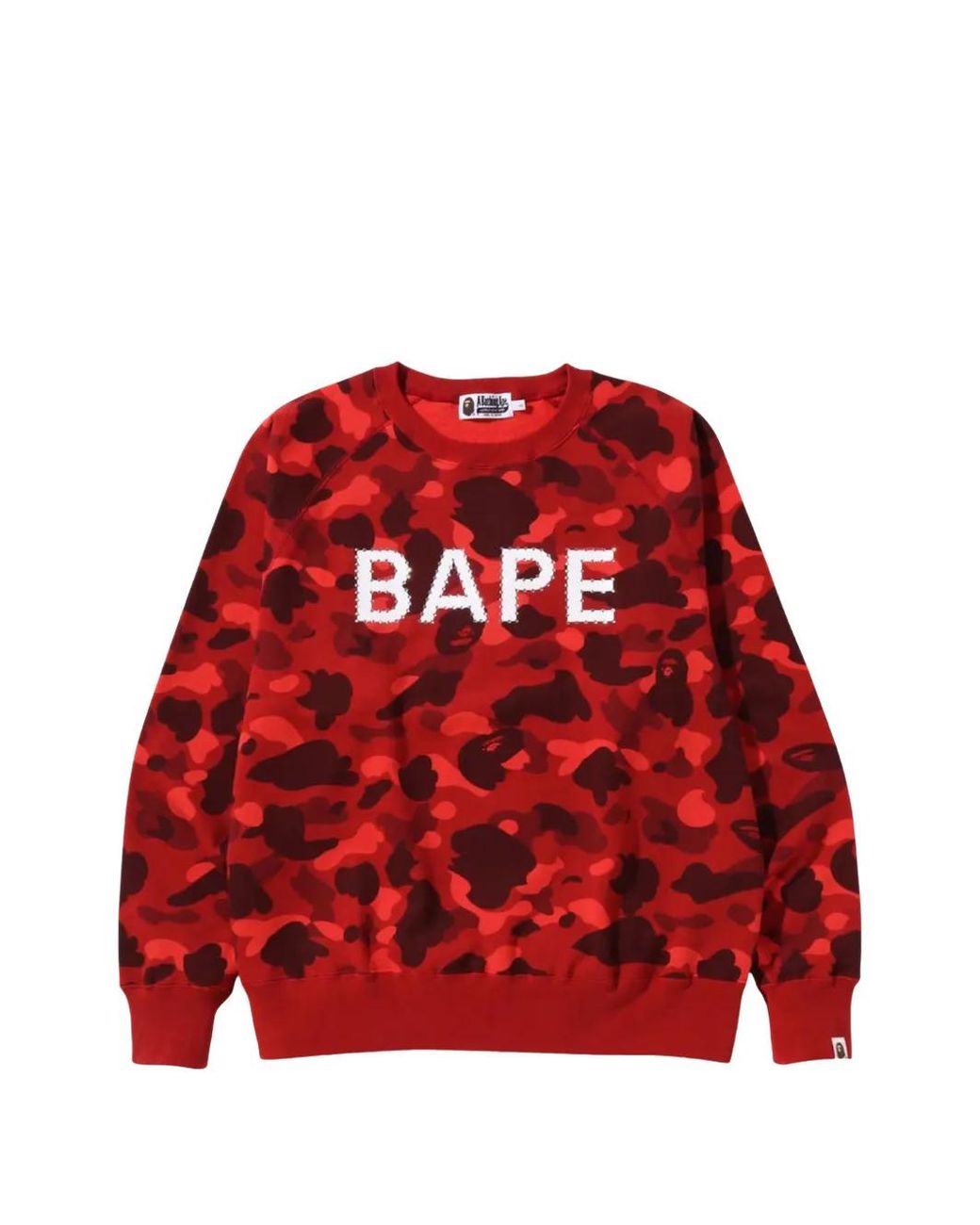 A Bathing Ape Red Color Camo Crystal-Embellished Sweater for men