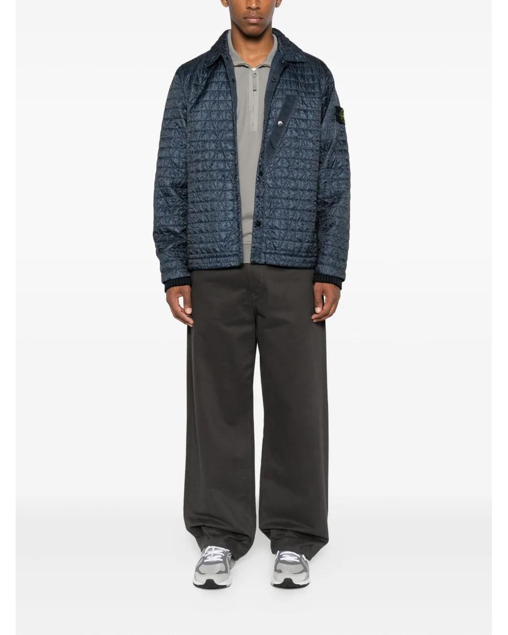 Stone Island Blue Quilted Crinkle Jacket for men