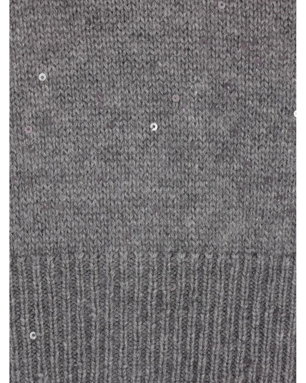 Brunello Cucinelli Gray Cardigan Brodé De Sequins À Boutonnière