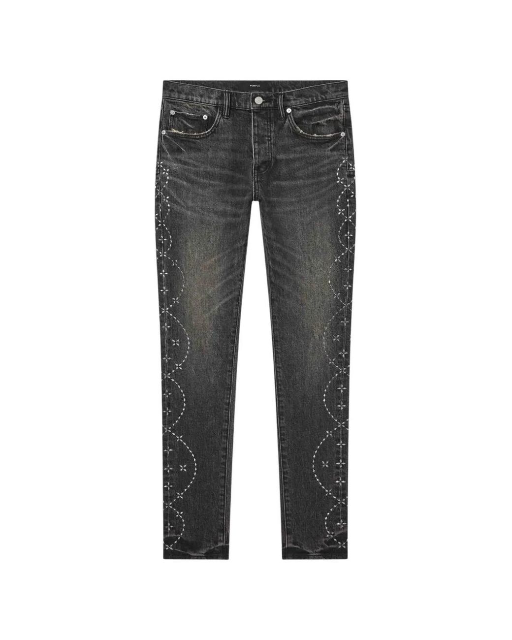 Purple Brand Gray Skinny Twist Hotfix Skinny Jeans for men