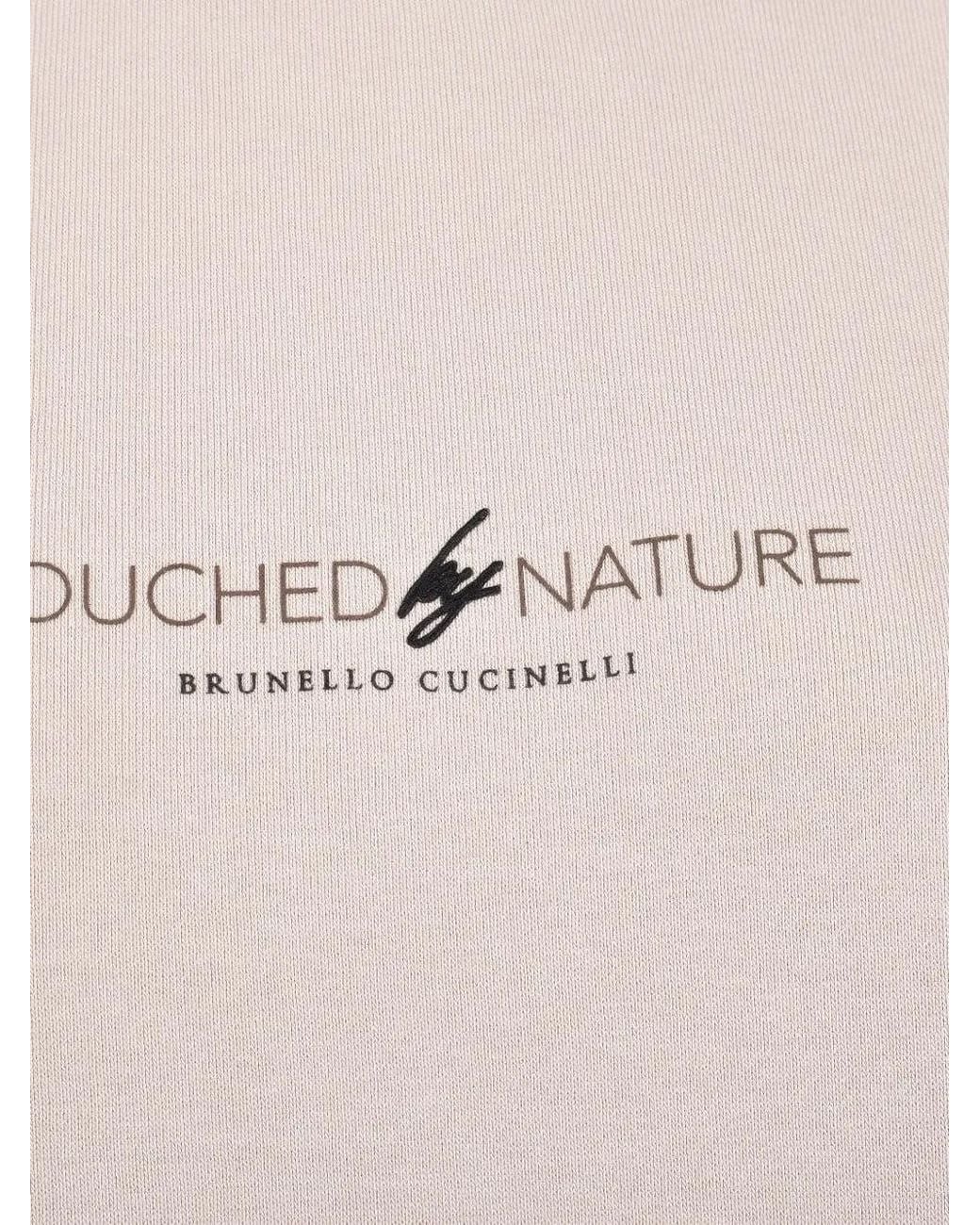 Brunello Cucinelli Natural Logo-Print Dropped-Shoulder Sweatshirt