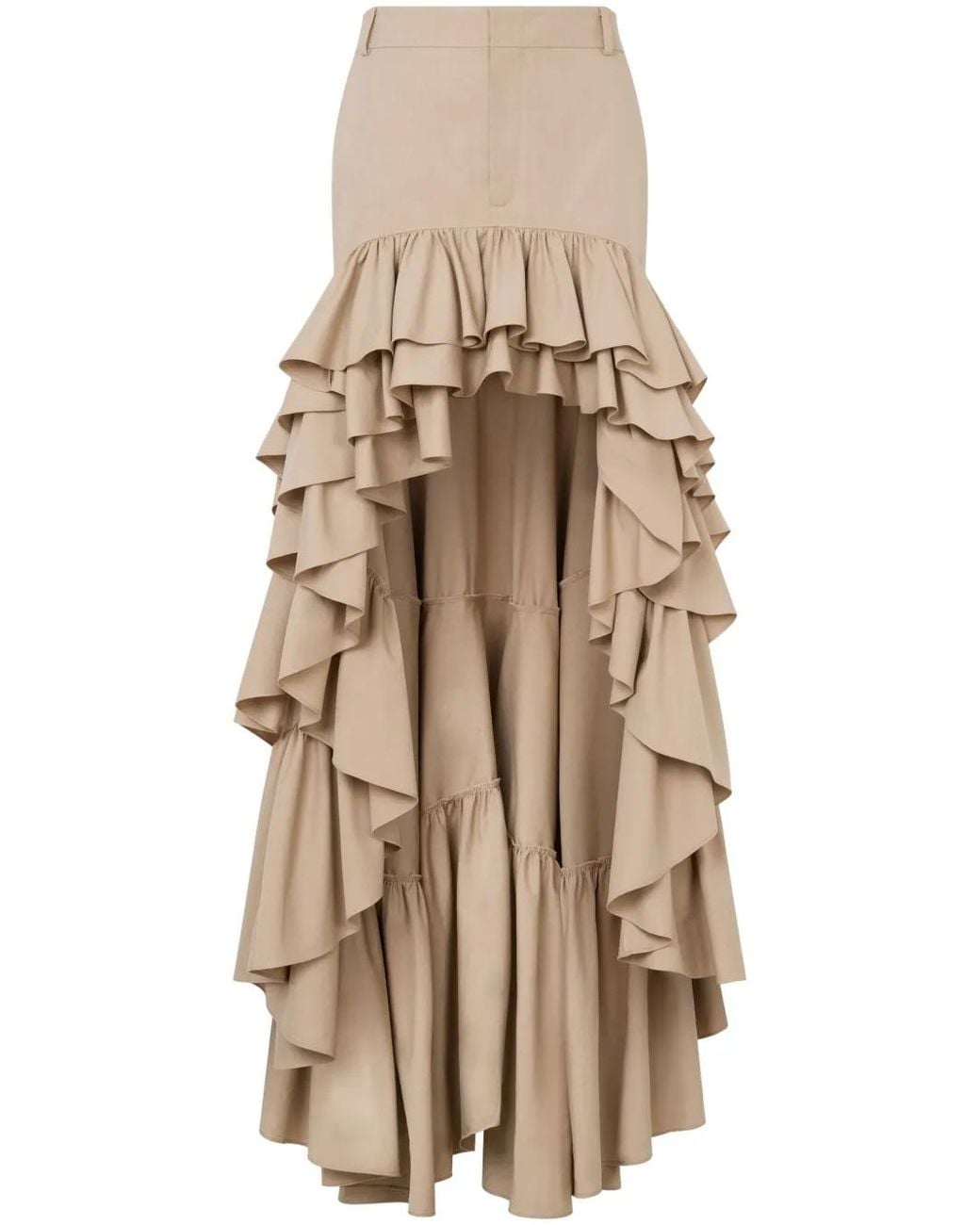 Moschino Natural Long Skirt With Ruffles