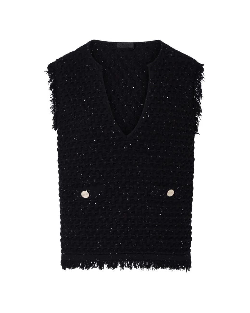 Liu Jo Black Fringed Detail Waistcoat