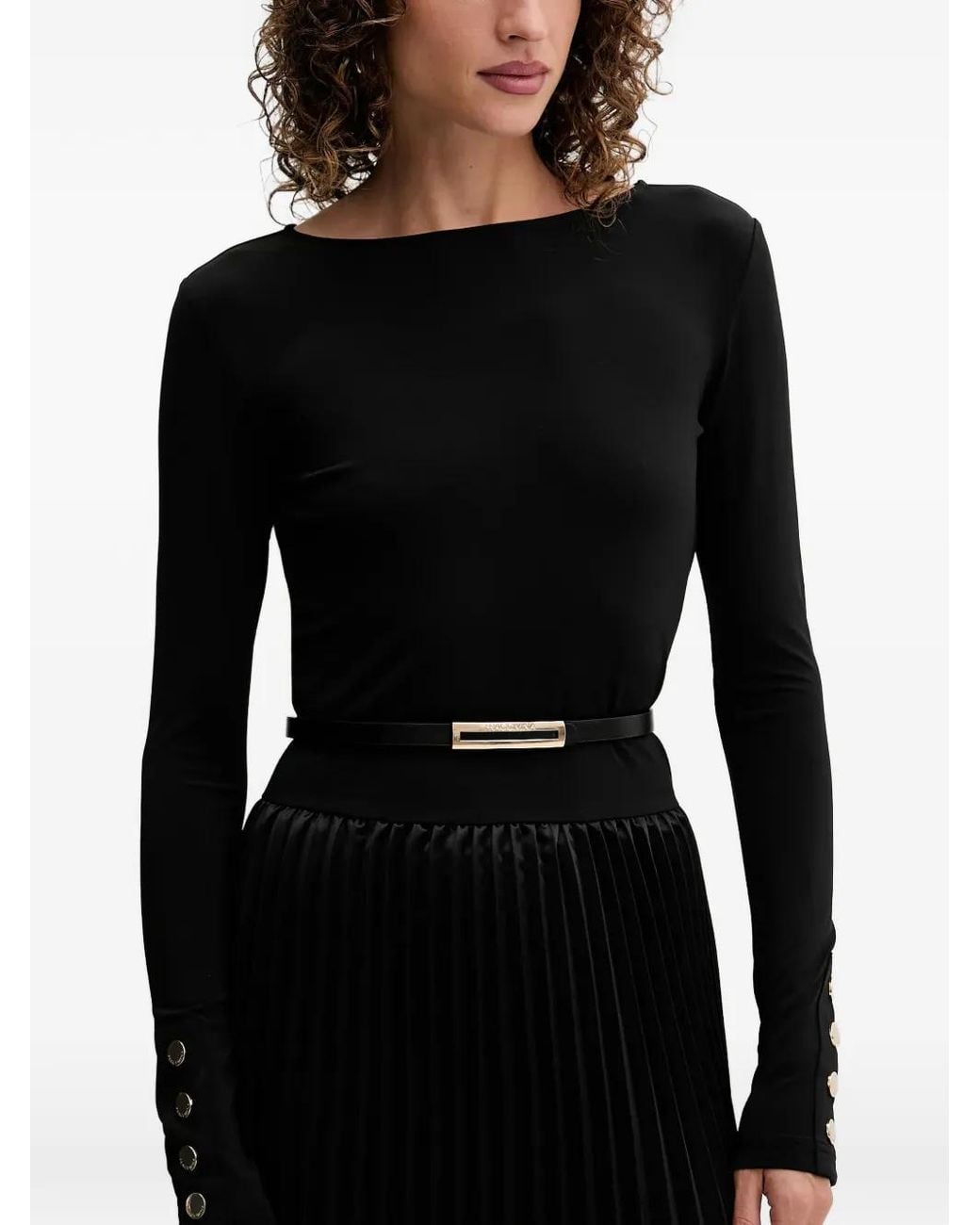 Fracomina Black Langärmeliges Midikleid