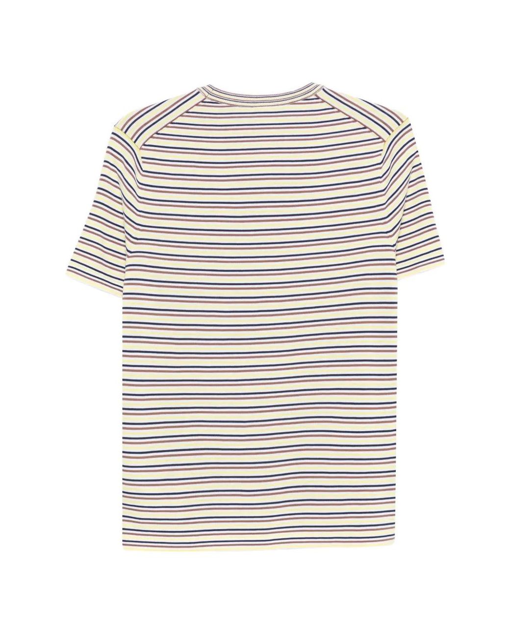 Aspesi White Knit Striped-Pattern T-Shirt for men
