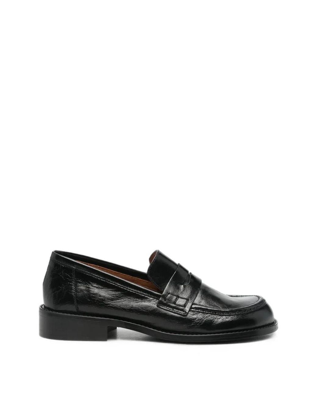 Angel Alarcon Black Mocassins En Cuir À Entaille Penny