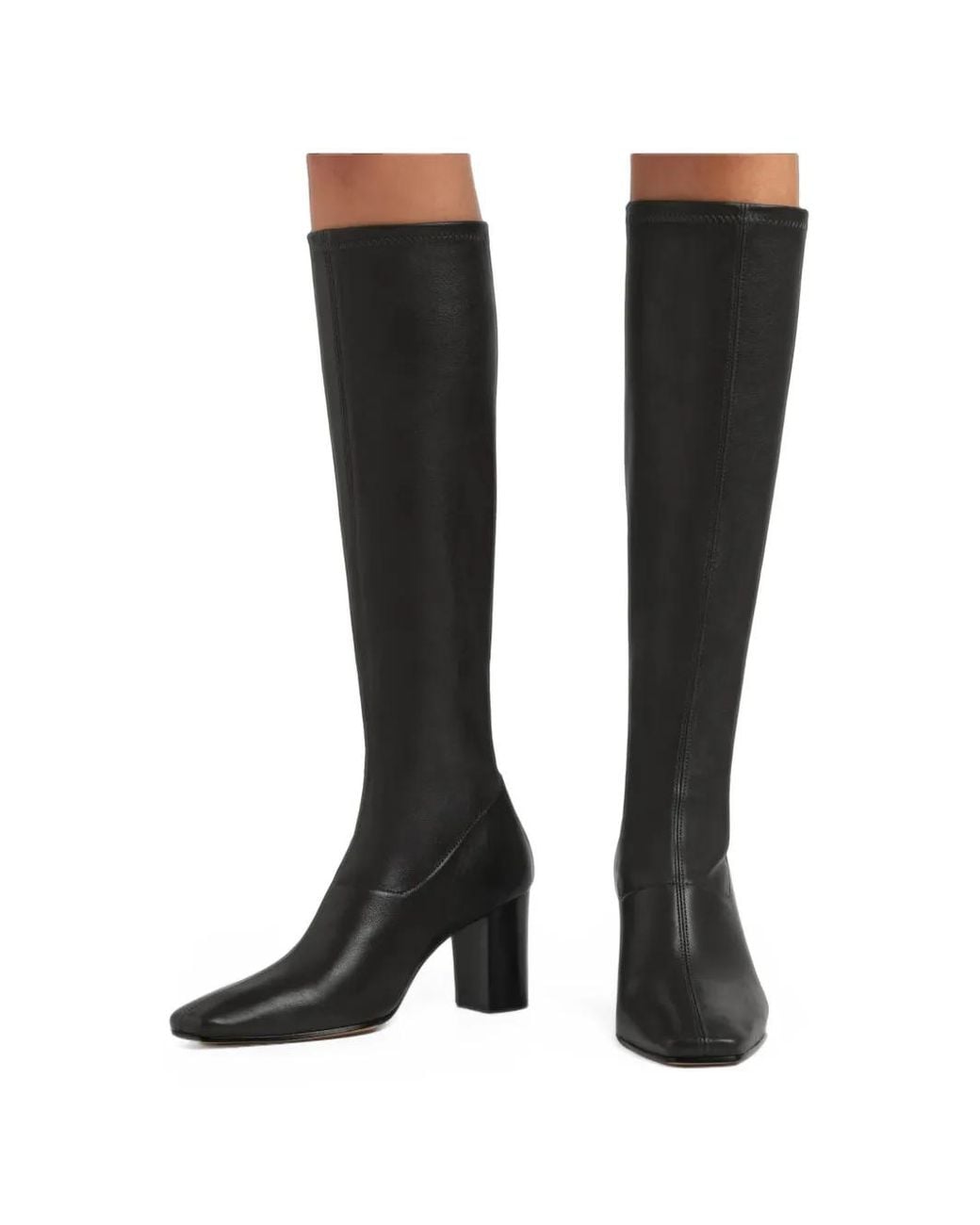 Jude Black Memo Square-Toe Knee Boots