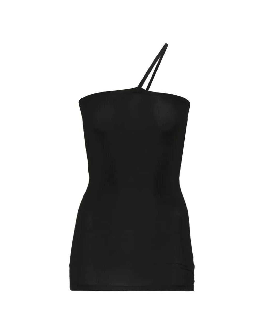 Baserange Black One-Shoulder Sleeveless Top